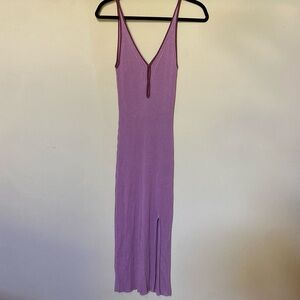 Abercrombie & Fitch Midi Dress Women’s XL Mauve Pink Ribbed Keyhole Leg Slit NWT